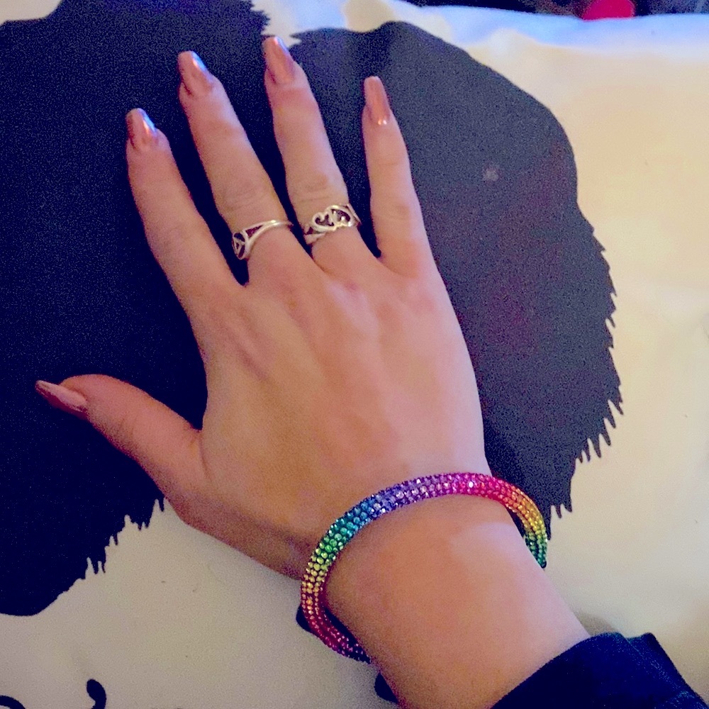 Rainbow crystal bracelet with gold accents